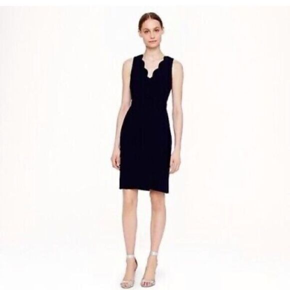 J CREW Scalloped Faux Wrap Sleeveless Sheath Dress - Picture 1 of 11